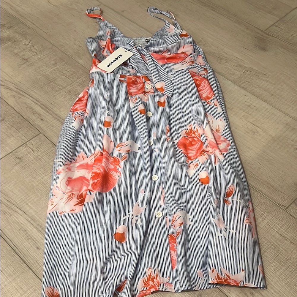 Chic Floral and Striped Sundress